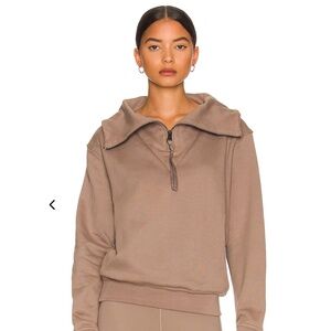 REEBOK x VICTORIA BECKHAM Cowl Neck Sweatshirt - Stone Grey Tan - Large L